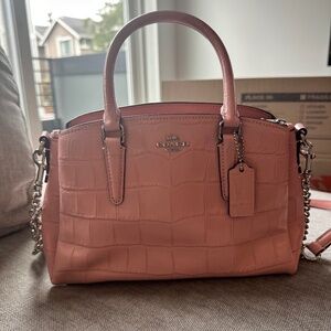 COACH MINI SAGE CARRYALL PETAL/SILVER F38956 EUC